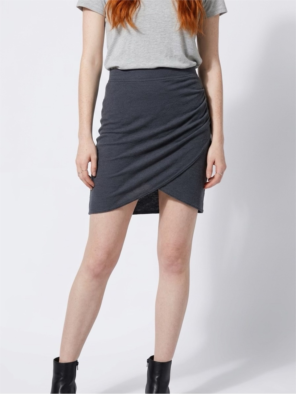 Wilfred Charcoal Asymmetrical Wrap Skirt